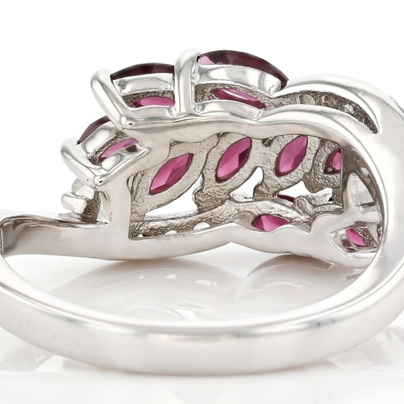 Genuine Rhodolite Garnet & White Zircon Ring in Sterling Silver Size 7.5 - Picture 4 of 8